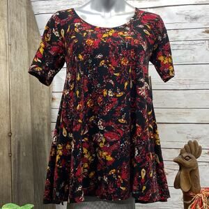 LuLaRoe Perfect T Size XXS Swing Shirt Flirty NWT New Black Red Yellow Tee
